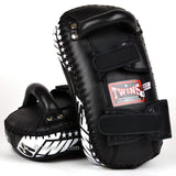 TWINS MUAY THAI BLACK CURVED LEATHER THAI KICK PADS