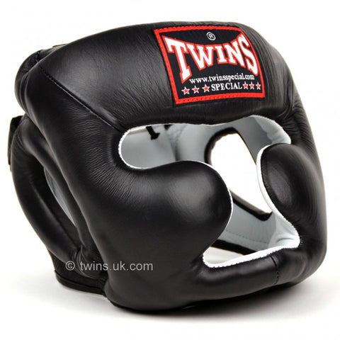 TWINS SPECIAL LEATHER BLACK FULL FACE HEAD GUARD